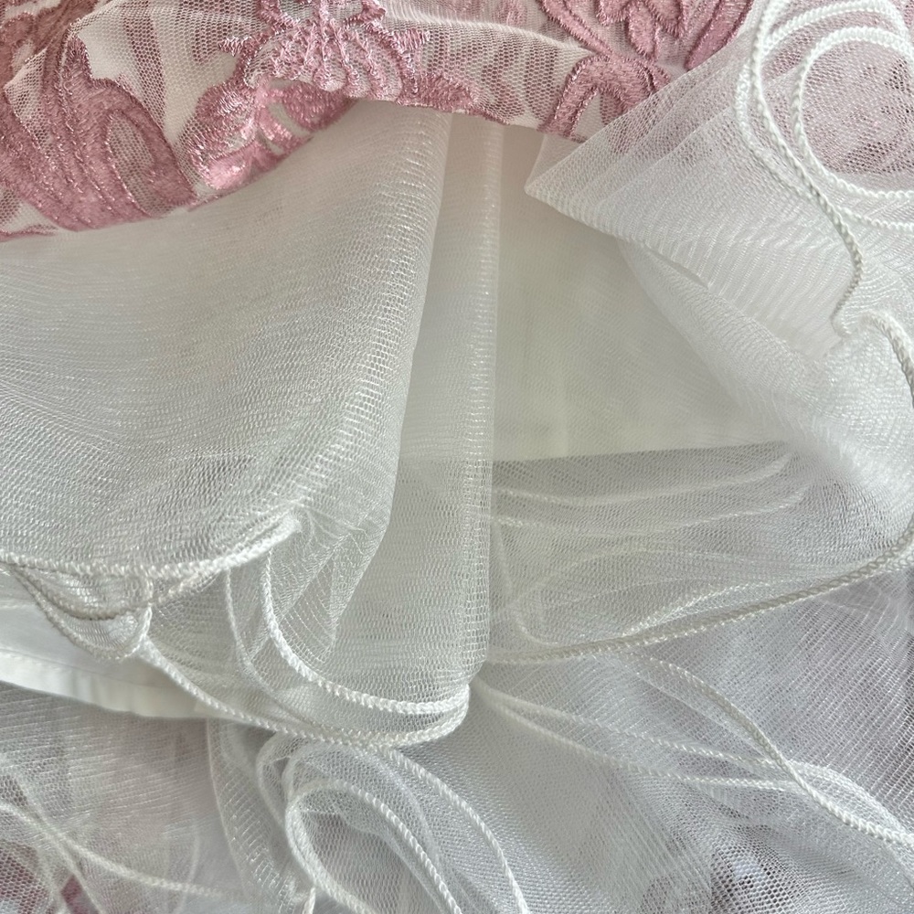 Chi Chi London NEW Pink Halter Dress Tulle Embroidered Overlay Damask Size 16 - Picture 13 of 16